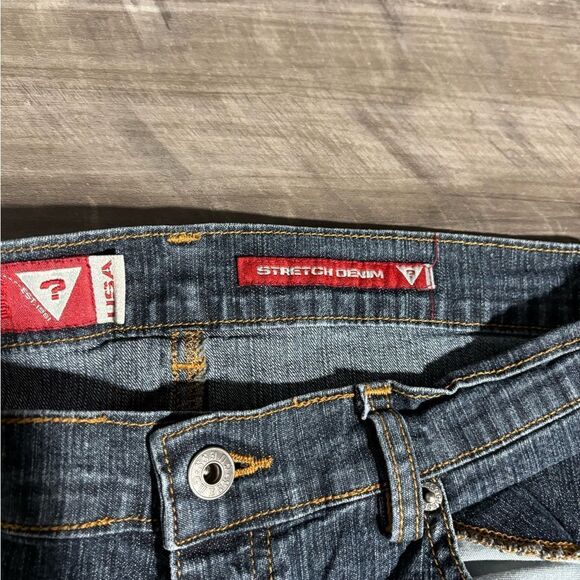 Women’s Vintage Guess Jeans Y2K Flared Pants Strach Denim Size 31 - Picture 5 of 7